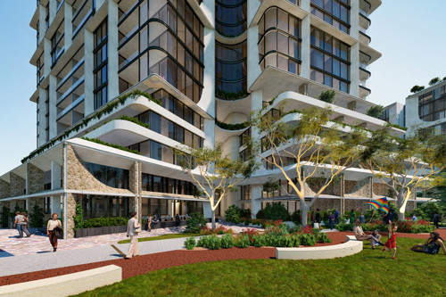 An artist impression of the podium view at The Oval, Subiaco East.