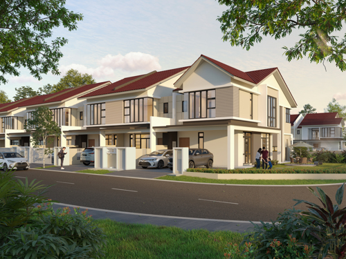 An artist's impression of Senadi Hills Phase 2B corner lot. The 62-acre Senadi Hills homes are tastefully designed to suit the different multigenerational needs and are surrounded by beautifully landscaped gardens right outside the doorstep.