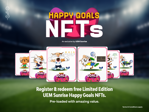 Happy Tiger retakes centre stage as UEM Sunrise's mascot for 2022, featuring in cute football jerseys in iconic football moments as NFT designs.